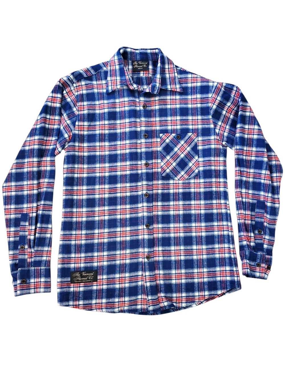 Vermont Flannel Co Button Down Shirt Mens M Red White Blue Plaid Heavy Flannel